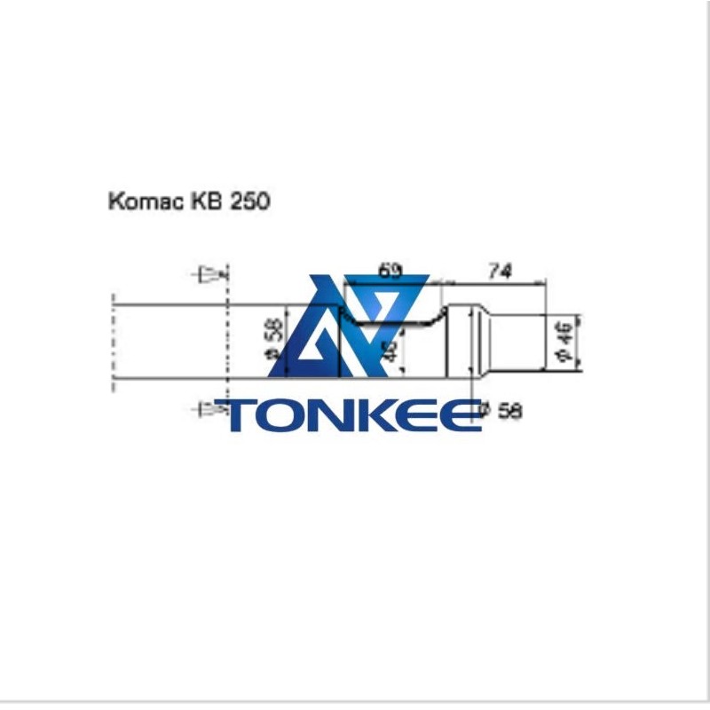 Komac Hydraulic breaker KB250, ramming tool 58MM chisel | Partsdic®