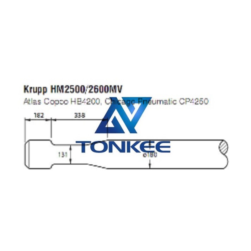 Krupp HM25002600 tool 180mm, chisel Hydraulic breaker pipe driver | Partsdic®